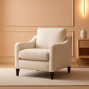 Beige Upholstered Mid Century Modern Accent Armchair