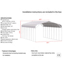 [20X40FT] Alora Heavy-Duty Outdoor High-Clearance Metal Carport (SAK67509)
