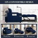 Blue Velvet SpaceSaving Convertible Sofa Chair USB