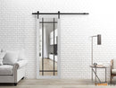 Lucia 2266 White Silk Barn Door with Clear Glass and Black Rail