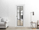 Lucia 2366 White Silk Barn Door Slab with Clear Glass