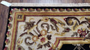 Nepal Rug 6x9, New Aubusson Nepalese Tibetan Carpet 6'1" x 8' 8", Hand-Knotted Wool, Unused, Black & Cream, Savonnerie Pattern, Soft Pile