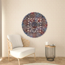 30" Round Lattice Carved Solid Wood Wall Panel