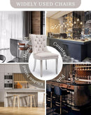 Velvet Dining Chairs Set Of 2 Beige Tufted Upholstered