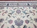 Ivory & Teal Indo Persian Area Rug 9x12, Wool Hand-Knotted Oriental Carpet, 9 x 12 Soft Traditional Living Room Rug, Dining Room Rug