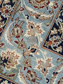Persian Isfahan Pictorial Rug, Two Lovers, Kork Wool on Silk Foundation, Ivory and Light Blue, 500 KPSI Super Fine