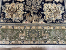 Wonderful Persian Qum Rug 6x9, Animal Pictorials, Tree of Life, Deer Birds, Hand Knotted Oriental Ghom Carpet, Semi Antique Vintage, Navy Blue Green