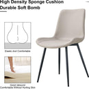 Light gray artificial leather backrest cushion dining chair, black metal legs, curved widened cushion design for more comfort, suitable for restaurants, kitchens, bedrooms, offices.(6 chairs) 0502