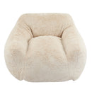 Auch Indoor Armchair Style Bean Bag with Beige Faux-Fur and Adaptive Foam, 40 x 38 x 25.5 inches