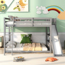 Bunk Bed With Ladder, Slide, And Shelves Pine Wood