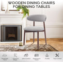 Wooden Dining Chairs Set Of 6 With Light Grey Upholstery