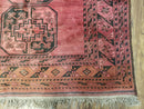 Antique Bukhara Area Rug, Vintage Afghan Bokhara Bashir Rug, 4x6 Hand-Knotted Oriental Carpet, Red & Black Wool Rug, 4' x 5'9