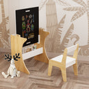 Kids Table Set with One Chair, Multifunctional Wooden Children Study Table-Convertible Tabletop for Study, Drawing & Play, Natural