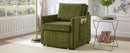 Upholstered Convertible Sleeper Sofa with Adjustable Backrest, Side Pockets, Storage Basket, Green Chenille, 31.5'