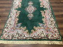 Persian Kerman Rug 4x6, Green Ivory Pink, Wool Vintage, Semi Open Field
