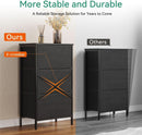 Black 3 Drawer Dresser Nightstand For Bedroom Compact