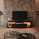 63 Inch Black LED TV Stand With 2 Drawers For Living Room
