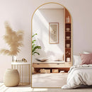 Arched Full Length Mirror 71x32 Inches Gold Aluminum Floor