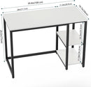 40 Inch White Computer Desk With 2 Tier Shelves Home Office
