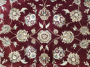Vintage Traditional Oriental Area Rug, Hand-Knotted, Wool & Silk Accents, Maroon Red and Beige, 6x9 Carpet, 5' 9" x 9'