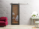 Lucia 2266 Matte Black Barn Door with Clear Glass and Silver Rail