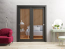 Lucia 2166 Matte Black Barn Door Slab with Clear Glass