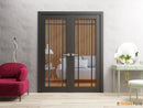Lucia 2266 Matte Black Barn Door Slab with Clear Glass