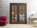 Lucia 2366 Matte Black Barn Door Slab with Clear Glass