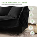 Slipcovered Sofa Couch, Modern 3 Seater Sofa with Suppleness Armrests, Chenille Fleece Deep Seat Sofa with Soft Multiple Big Pillows, Comfy Couch for Living Room, Apartment,Chenille Fabric, Black