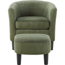Modern Accent Chair,Upholstered Arm Chair Linen Corduroy Single Sofa Chair with Ottoman Foot Rest Comfy Armchair for Living Room Bedroom and Office,Green