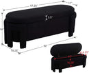 FiftyInch Sherpa Black Upholstered Storage Bench Ottoman