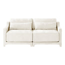 Elegant Two-Seater Chenille Fabric Sofa with Lumbar Pillows and Ergonomic Design in Beige