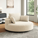55''L Corduroy Chenille Foam Single Swivel Chair, Fluffy Modern Sleeper, 360 Degree Swivel Chair for Living Room, Bedroom, Lounge and Projection Room