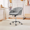 Velvet Desk Chair Armrests Light Gray Modern Office Chair