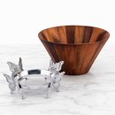 Butterfly Wood Tall Salad Bowl