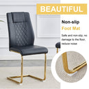 Table and chair set.63'x31.5x30' Luxurious Pandora patterned Sintered Stone Tabletop with Golden Stainless Steel Butterfly Legs.Paried With 4 Black High-quality PU Chairs With Arched Metal Legs.