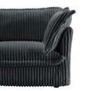 Slip-covered Armchair with 1 Big Back Cushion and 2 Big Toss Pillows, Single Deep Seat Comfy Single Couch Sofa Multiple Large Soft Pillows, Grey  Corduroy Fabric