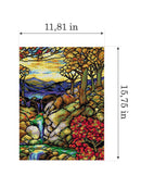 Needlepoint canvas for halfstitch without yarn after L.C. Tiffany - Autumn Landscape 2192J - Printed Tapestry Canvas