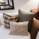 Nina Floral Block Printed Pillow Cover | Brown | Lumbar