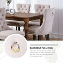 Velvet Dining Chairs Set Of 4 Beige With Ring Pull Trim