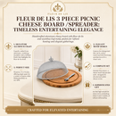 Fleur de Lis 3 Piece Picnic Cheese Board /Spreader