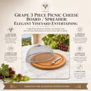 Grape 3 Piece Picnic Cheese Board / Spreader
