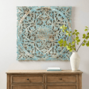 35" Square Lattice Carved Solid Wood Wall Panel