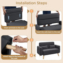 46-Inch Small Modern Fabric Loveseat Dark Gray Solid Wood Legs