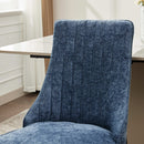 Rayon Cloth Flocking Chenille Dining Chairs Channel Kitchen Dinner Chair Comfy Fabric Upholstered Accent Chair for Dining Room with Silver Brushed Stainless Steel Legs,Set of 2 (Blue), SW1747BL