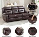 Three Seat Manual Reclining Sofa Dark Brown Faux Leather