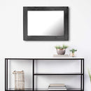 24x18 Inch Rectangle Black Wood Frame Wall Mirror With Attached Hanging Brackets Rustic Decor