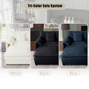 Oversized Deep Seat Sectional Cloud Sofa Sleeper with 3 Ottomans & Soft Pillows, Modular Couch Bed, Blue Chenille, 109.45 Inches
