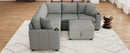 Multi-Functional Sectional Sofa Convertible Pull-out Bed with Storage Ottoman, USB Ports, Cup Holders, Chenille, Gray, 84.7'
