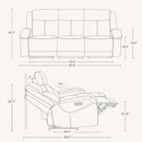 Navy Genuine Leather Power Recliner Sofa With USB Type C